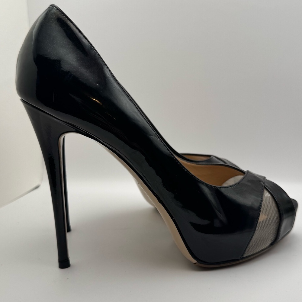 Valentino Black Patent Leather Peep-Toe Heels Size 39.5 - Picture 4 of 9
